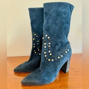 Free People dakota studded blue suede boots